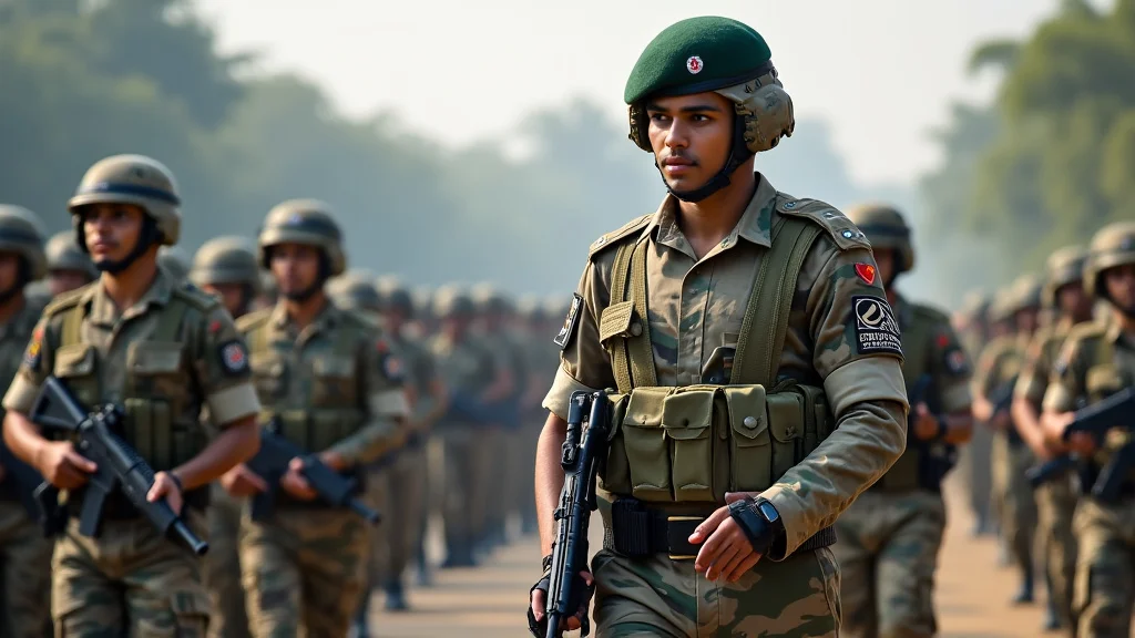 The image shows a computer screen displaying the Bangladesh Army job circular online application guide.