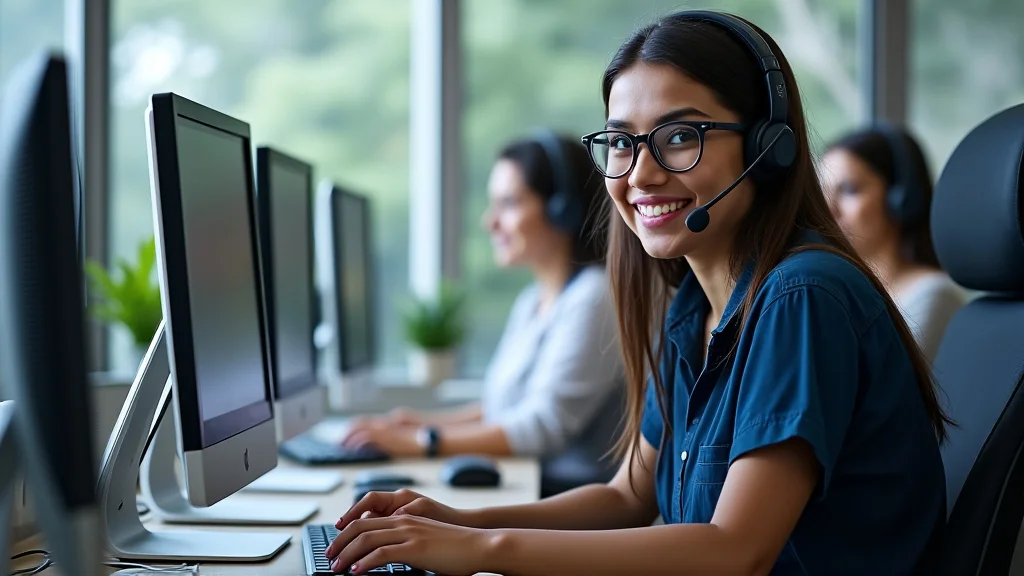 The image shows students working in a bright call center office in Dhaka, hinting at part-time job opportunities.
