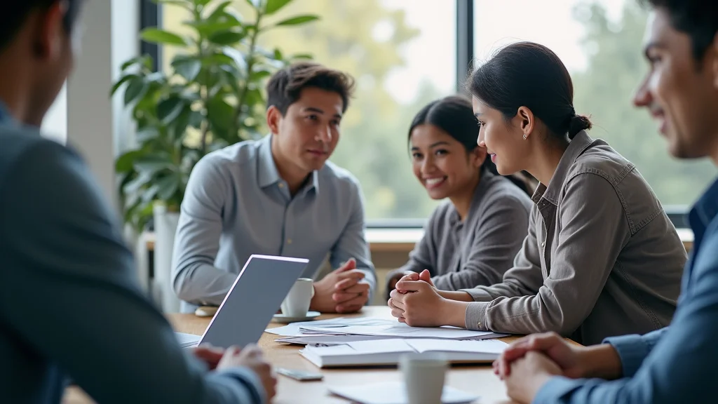 The image shows a diverse group of people looking at a world map, highlighting Canada job opportunities for Bangladeshis.
